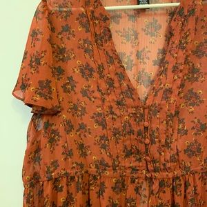 Floral Print Chiffon Split Maxi Top - Never Worn